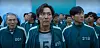 A scene from Netflix's 'Squid Game' (2021). From left, actors Oh Young-soo, Lee Jung-jae and Park Hae-soo play characters who compete among 456 contestants to become the sole survivor who wins a grand prize money. [NETFLIX]