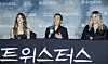 Actor Daisy Edgar-Jones, director Lee Isaac Chung and executive director Ashley J. Sandberg of disaster film ″Twisters″ answer questions from reporters during a press conference on Aug. 7 at a CGV theater in Yongsan District, central Seoul. [NEWS1]