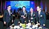 From left: LG Group Chairman Koo Kwang-mo, SK Group Chairman Chey Tae-won, Hyundai Motor Group Chairman Euisun Chung and Samsung Electronics Vice Chairman Lee Jae-yong. [YONHAP]