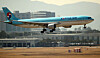A Korean Air Lines aircraft lands at Incheon International Airport last month. [YONHAP]