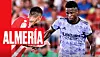 Real Madrid's Vinicius Junior, right, in action during a La Liga match against Almeria at the Power Horse Stadium in Almeira, Spain on Aug. 15, 2022. [ONE FOOTBALL]