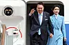 President Yoon Suk Yeol and first lady Kim Keon-hee arrive at Seoul Airbase on Sunday. [YONHAP]