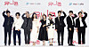 From left, actors Heo Jun-seok, Lee Joong-ok, Shin Ha-kyun, Kim Young-a, Bae Yoon-kyung, Won Jin-ah, Kim Wook, Lee Yoo-jin and Bae Yoo-ram, pose as unicorns before the local press during Coupang Play's new sitcom 'Unicorn' on Monday at Conrad Seoul in Yeongdeungpo District, western Seoul [YONHAP]