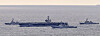 From left: the guided missile destroyer USS Wayne E. Meyer, the aircraft carrier USS Nimitz, the guided missile destroyer ROKS Sejong the Great and the destroyer USS Decatur engage in a joint South Korean-U.S. naval drill south of Jeju Island on Monday. [THE REPUBLIC OF KOREA NAVY]