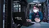 A worker at SK Telecom checks the new 5G core networks on Monday. SK Telecom said it has started developing the equipment required for 5G core networks entirely built in the cloud with an aim of commercializing the network architecture by early 2022. [SK TELECOM]