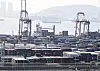 Export cargo docked at the port in Busan in February. [YONHAP]