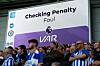 A general view of the big screen during a VAR review before a penalty is overturned during a Premier League match between Chelsea and Brighton & Hove Albion at the American Express Community Stadium in Brighton, England on May 15. [REUTERS/YONHAP]