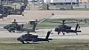 Apache choppers take off at U.S. Camp Humphreys in Pyeongtaek, Gyeonggi, on Monday as South Korea and the United States kicked off the annual Ulchi Freedom Shield (UFS) exercise for an 11-day run to bolster their joint defense readiness amid advancing North Korean military threats. [NEWS1]