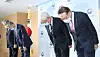 The presidents of some of Korea’s largest university hospitals bow as they apologize to the public Thursday at the Central Government Complex in Gwanghwamun, central Seoul, for their students’ strike last summer. [YONHAP]