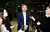 Kakao founder Kim Beom-su speaks to the local press before attending an emergency meeting with Kakao executives at Kakao Mobility's headquarters in Seongnam, Gyeonggi, on Monday. [NEWS1]