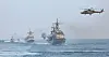 Some 13 warships from the Korea Navy 2nd fleet including the Eulji Mundeok destroyer and the frigate Gyeonggi train off Taean, South Chungcheong on Wednesday. The military has been increasing its training amid increased provocations from North Korea. [JOINT PRESS CORPS]