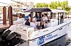 People take a ride on a boat equipped with autonomous navigation technology developed by Avikus at Fort Lauderdale, Florida, on Thursday. Avikus, HD Hyundai’s autonomous navigation subsidiary, participated in the Fort Lauderdale International Boat Show, the world’s largest boat show, and presented its autonomous ship technology. The Fort Lauderdale International Boat Show continues until Sunday. [AVIKUS]