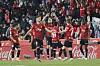 Mallorca players celebrate after scoring their third goal against Villarreal during a La Liga game in Mallorca, Spain on Saturday. [EPA/YONHAP]