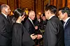 Korean President Yoon Suk Yeol, right, shakes hands with King Charles III at a reception at Buckingham Palace in London on Sept. 18, 2022, ahead of the state funeral for Queen Elizabeth II. [YONHAP]