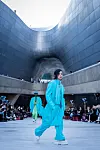 Dancer Aiki walked the runway for Songzio's opening show at Seoul Fashion Week 2023 Spring/Summer on Tuesday. [SONGZIO]