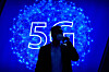 A 5G logo displayed at the MWC held in Barcelona on Feb. 28 [AFP/YONHAP]