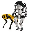Boston Dynamics' four-legged robot Spot, left and two-legged humanoid robot named Atlas. [HYUNDAI MOTOR]