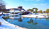 Banghwasuryujeong Pavilion from afar in the winter. Banghwasuryujeong Pavilion was used as a military facility but was also loved by King Jeongjo of the Joseon Dynasty as a place to practice archery and write poems about its scenery. [LIM HYUN-DONG]