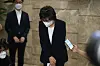 Education Minister Park Soon-ae bows her head in apology after announcing her resignation at a press conference at the Korea Educational Facility Safety Institute in Yeouido, southern Seoul on Monday afternoon. [NEWS1]