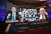 Colin Powell, a former U.S. secretary of state during the George W. Bush administration, on the right screen, and former United Nations Secretary General Ban Ki-moon, on the left screen, talk about the 1950-53 Korean War and the future of the Korean Peninsula during a virtual military forum held Thursday at the Korea Military Academy (KMA) in Nowon District, northern Seoul. [PARK SANG-MOON]