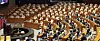 Lawmakers from the ruling Democratic Party are seated in the main chamber of the National Assembly on Monday while opposition United Future Party boycotts the session. [LIM HYUN-DONG]