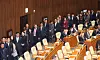 Lawmakers from the conservative People Power Party (PPP) line up to vote on an impeachment motion against President Yoon Suk Yeol at the National Assembly in Yeouido, western Seoul, on Dec. 14, 2024. [YONHAP]