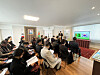 Ambassador of Turkmenistan to Korea Begench Durdyyev, standing at the podium, speaks during a diplomatic briefing at the Embassy of Turkmenistan in Yongsan District, central Seoul, on Feb. 20. [EMBASSY OF TURKMENISTAN]