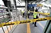 A police line is set up at Guro Station on Seoul Subway Line 1, where two workers were killed after two maintenance vehicles collided on early Friday morning. [YONHAP]