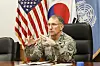 Incumbent U.S. Forces Korea Commander Gen. Robert Abrams at a press conference at the USFK headquarters in Pyeongtaek, Gyeonggi, last month. [YONHAP]