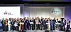 SK Group Chairman Chey Tae-won, eleventh from front right; Busan Mayor Park Heong-joon, twelfth from front right; Heart to Heart Foundation President and CEO Oh Jee-chul, tenth from front right; Korea JoongAng Daily CEO Cheong Chul-gun, ninth from front right; and members of the diplomatic corps in Korea representing some 40 countries celebrate the opening of the Great Music Festival Charity Night Gala 2022 in Busan at the Asti Hotel in Busan on Friday. [PARK SANG-MOON]