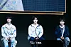 Boy band Close Your Eyes answers reporters’ questions during a showcase held at the Yes24 Live Hall in eastern Seoul on April 2 for the release of the first EP “Eternalt.” [DANIELA GONZALEZ PEREZ]