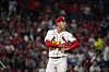 Kim Kwang-hyun, then of the St. Louis Cardinals, pauses on the mound before throwing the first pitch in the sixth inning of a game against the Chicago Cubs in St. Louis, Missouri on Oct. 2. [AP/YONHAP]