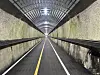 A tunnel between Yeoju and Yangpyeong, both in Gyeonggi, on Sept. 27. There's very little elevation at the northern end of the Han River, with bike tunnels like this instead cutting right through the hills. [JIM BULLEY]