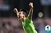 Song Min-kyu of Jeonbuk Hyundai Motors celebrates after scoring Jeonbuk's first goal in a match against Ulsan Hyundai on Saturday at Jeonju World Cup Stadium in Jeonju, North Jeolla. [KLEAGUE]