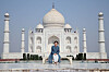 Then-first lady Kim Jung-sook poses for a photograph in front of the Taj Mahal in Agra, India, on Nov. 7, 2018. [YONHAP]