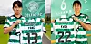 Yang Hyun-jun, left, and Kwon Hyeok-kyu pose with their new Celtic shirts after signing with the club on Monday in official photos shared on social media. [SCREEN CAPTURE]