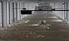 Jamsu Bridge, the underpass of Banpo Bridge, is flooded on Friday afternoon after the water level of the Han River rose overnight. [YONHAP]