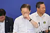 Democratic Party leader Lee Jae-myung is picturing during his 'indefinite' hunger strike in front of the National Assembly building on Thursday. [YONHAP]