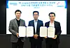 Representatives from SK ecoplant, DNV Korea and Posco pose for a photo during a certificate ceremony held in central Seoul on Tuesday. [SK ECOPLANT]