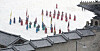 While snow falls across the country, a changing of guards ceremony takes place in the courtyard of Gyeongbok Palace in central Seoul on Wednesday. [NEWS1]