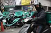 Baemin delivery bikes are parked on a street in Seoul on Tuesday, when the buy-four-meals-get-10,000-won ($9) government program started. While the plan was to only allow non-delivery meals, the government decided to include delivery services as social distancing restrictions have been tightened. [YONHAP]