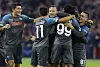 Napoli players celebrate after Giacomo Raspadori scores their fourth goal in a Champions League game against Ajax in Amsterdam on Tuesday. [REUTERS/YONHAP]