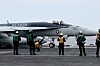An F/A-18 Super Hornet is set to take off from the flight deck of the nuclear-powered USS Theodore Roosevelt (CVN-71) during a joint naval drill with South Korea and Japan Thursday. [YONHAP]