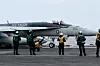 An F/A-18 Super Hornet is set to take off from the flight deck of the nuclear-powered USS Theodore Roosevelt (CVN-71) during a joint naval drill with South Korea and Japan Thursday. [YONHAP]