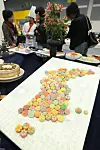 A competition entry — desserts arranged in the shape of the Korean Peninsula and three of its significant islands — is displayed at the 22nd Seoul International Food & Tableware Expo & Seoul International Food Grand Prix 2025 held at the aT Center in Seocho District, southern Seoul, on May 11. Top chefs and young culinary upstarts from around the world, as well as aspiring cooks from domestic hotels, schools, professional institutions, small business owners and student trainees, showcase their skills through the competitive event. [YONHAP]