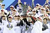 The LG Twins celebrate after beating the KT Wiz in Game 5 to win the 2023 Korean Series 4-1 at Jamsil Baseball Stadium in southern Seoul on Monday. [NEWS1]