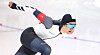 Cha Min-kyu races in the men's 500 meters at the National Speed Skating Oval in Beijing on Saturday. Cha won the silver medal with a time of 34.39 seconds. [NEWS1]