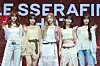 Girl group Le Sserafim poses for photos during a showcase held on March 14 at Yes24 Live Hall in eastern Seoul for the release of its fifth EP “Hot.” [DANIELA GONZALEZ PEREZ]