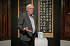 Mark Peterson, professor emeritus of Korean, Asian and Near Eastern languages at Brigham Young University, delivers a speech about the 'White Porcelain Epitaph Plaque with Cobalt-blue Underglaze Calligraphy for Madam Jo' at the Old Korean Legation on Nov. 17, 2022. [CULTURAL HERITAGE ADMINISTRATION]