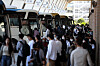A crowd of people wait for buses bound for their hometowns at the Express Bus Terminal in Seocho District, southern Seoul, on Thursday. Many people will make homecoming travels during Chuseok, or the Korean harvest festival, which falls on Sept. 10 this year. [NEWS1]